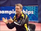 Dirk Schimmelpfennig bei den Tischtennis-Europameisterschaften in St. Petersburg klatscht erfreut